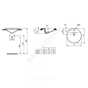 Умывальник мебельный CONNECT 38 1 отверстие под смеситель по центру Ideal Standard E504101 Умывальник мебельный CONNECT 38 1 отверстие под смеситель по центру Ideal Standard E504101