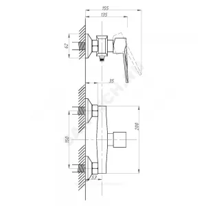Смеситель для душа одноручный STEEL Профсан PSM-300-4