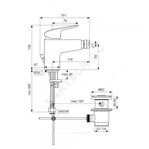 Смеситель для биде одноручный CERAFLEX Ideal Standard B1718AA