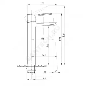 Смеситель для умывальника одноручный STEEL Профсан PSM-300-6