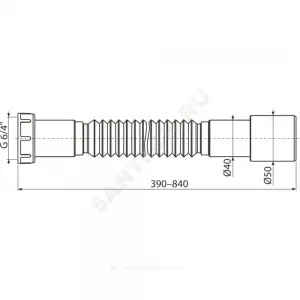 Гофра с гайкой 1 1/2"x40/50 L=390-840мм Alca Plast A770 Гофра с гайкой 1 1/2"x40/50 L=390-840мм Alca Plast A770