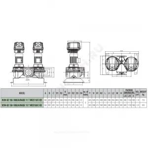 Насос ин-лайн сдвоенный с сухим ротором DCM-GE 150-1600/A/BAQE/11 T PN16 3х400В/50 Гц DAB 60167303