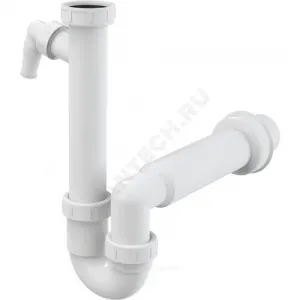 Сифон для кухонной мойки трубный 1 1/2"x40 с прямой трубкой с отводом (штуцером) без выпуска Alca Plast A81-DN50