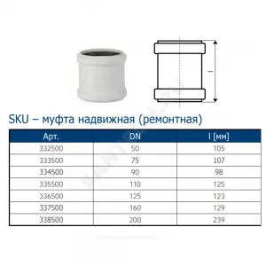 Муфта PP-MD ремонтная бесшумная светло-серая Skolan dB SKU Дн 110 (DN100) б/нап в/к Ostendorf 335500 Муфта PP-MD ремонтная бесшумная светло-серая Skolan dB SKU Дн 110 (DN100) б/нап в/к Ostendorf 335500