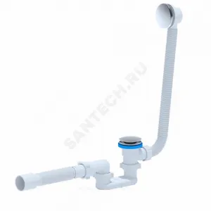 Слив-перелив для ванны плоский автоматический 1 1/2"x40 с гофрой 40х50 слив клапан "клик-клак" (грибок), пробка D=68мм АНИ Пласт EC055G