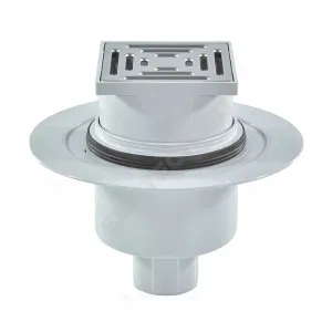 Трап регулируемый с гидрозатвором Дн 50/75/110 с нержавеющей решёткой 147х147мм вертикальный выпуск HL HL317