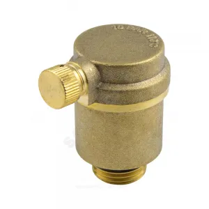 Воздухоотводчик автоматический латунь 5005 Ду 15 Ру10 G1/2" НР прямой с гориз. распол. колпачка Aquasfera 5005-01
