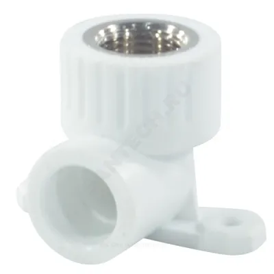 Угольник PP-R комбинированный белый ВР Дн 25х3/4" с креплением RTP (РосТурПласт) 15107