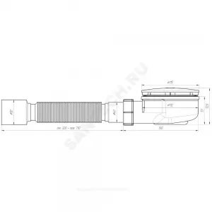 Сифон для поддона 1 1/2"x90/40 h=53мм с гофрой 40х50 слив крышка D=115мм АНИ Пласт E355C