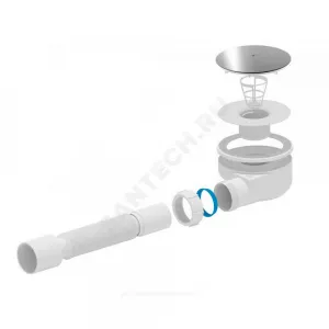 Сифон для поддона 1 1/2"x90/40 h=53мм с гофрой 40х50 слив крышка D=115мм АНИ Пласт E355C