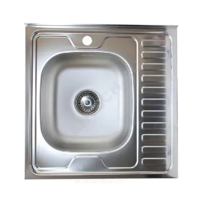 Мойка левосторонняя накладная 600х600х125 сталь нержавеющая AISI 430 без сифона Владикс V-403