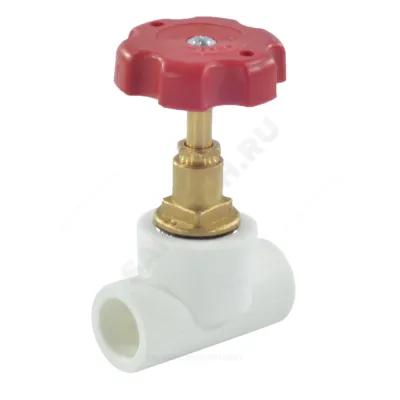 Клапан (вентиль) PP-R запорный белый внутренняя пайка Дн 25х90гр RTP (РосТурПласт) 10526