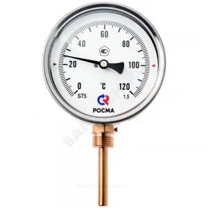 Термометр биметаллический радиальный Дк100 200С L=100мм G1/2" БТ-52.211 Росма 00000002655