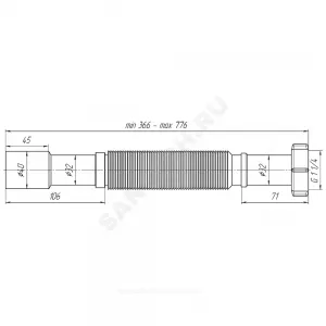 Гофра с гайкой 1 1/4"x32/40 L=320-730мм АНИ Пласт K207 Гофра с гайкой 1 1/4"x32/40 L=320-730мм АНИ Пласт K207