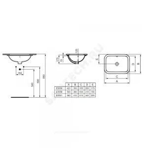 Умывальник врезной CONNECT 58 без отверстия под смеситель Ideal Standard E506101 Умывальник врезной CONNECT 58 без отверстия под смеситель Ideal Standard E506101