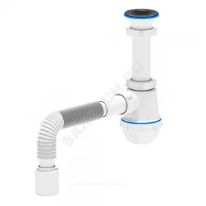 Сифон для умывальника/мойки бутылочный 1 1/2"x40 с гофрой 40х50 выпуск с нержавеющей решёткой D=70мм Ани Грот АНИ Пласт A0110