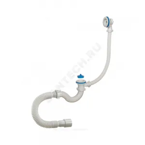 Слив-перелив для ванны трубный с пробкой 1 1/2"x40 с гофрой 40х40/50 выпуск с пластиковой решёткой D=70мм Орио А-70089