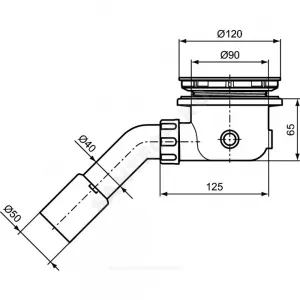 Сифон для поддона 1 1/2"x90/40 с переходной трубкой 45гр слив крышка D=120мм, хром Ideal Standard T8520AA