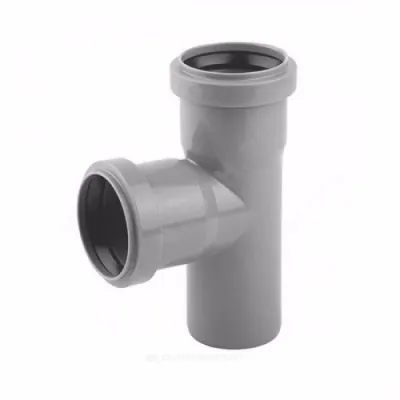 Тройник PP-H серый Дн 50х50х87гр б/нап в/к Политэк 205087
