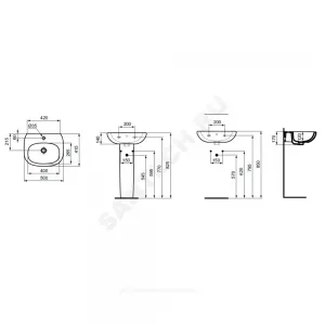 Умывальник подвесной TESI 50 1 отверстие под смеситель по центру Ideal Standard T009401 Умывальник подвесной TESI 50 1 отверстие под смеситель по центру Ideal Standard T009401