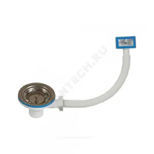 Выпуск для кухонной мойки с гибким переливом 3 1/2" с нержавеющей решёткой D=114мм Орио А-4007-1