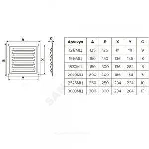 Решётка вентиляционная сталь оц 125х125 Эра 1212МЦ
