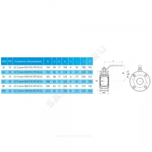 Кран шаровой сталь Стриж Ду 100 Ру16 межфл L=110мм оцинкован LD 100.016.02.Zn