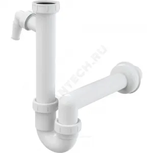 Сифон для кухонной мойки трубный 1 1/2"x40 с прямой трубкой 40 с отводом (штуцером) без выпуска Alca Plast A81-DN40