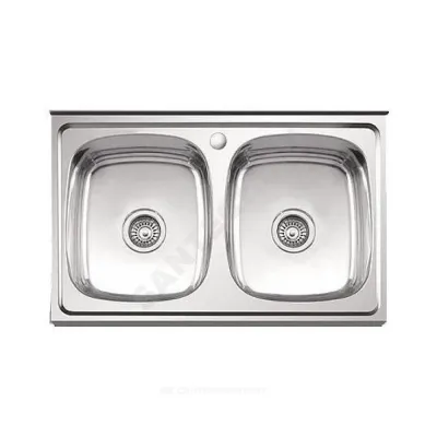 Мойка накладная Глянцевая 800х600х180 сталь нержавеющая 2 чаши с сифоном Ledeme L98060B