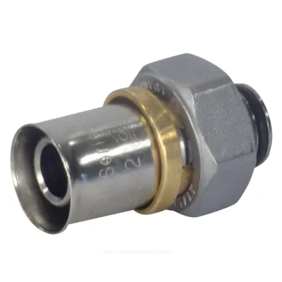 Муфта МП латунь пресс Дн 16х3/4" с накидной гайкой с евроконусом RM179E Giacomini RM179X103