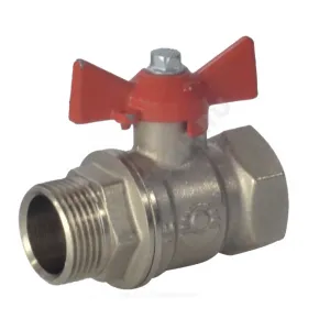 Кран шаровой латунь никель 11Б27фт1М Ду 15 Ру40 ВР/НР полнопроходной бабочка VALFEX VF.218.NB1.012