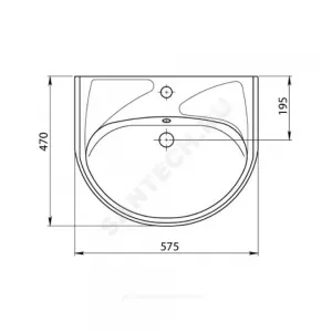 Умывальник подвесной Вест 57 без отверстия под смеситель белый Santeri 1.3111.8.S00.01B.0
