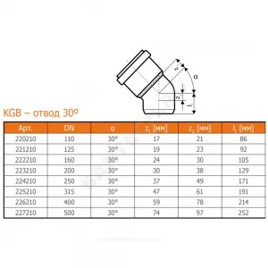 Отвод НПВХ коричневый Дн 400х30гр б/нап в/к KGB Ostendorf 226210