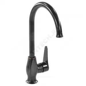 Смеситель для кухонной мойки ручка сбоку одноручный STEEL BLACK Профсан PSM-301-3