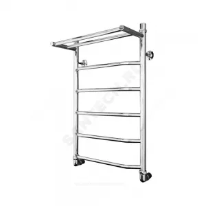 Полотенцесушитель водяной нерж сталь Лесенка Ду 25 (1") НР с полочкой 500х600мм 4П нижнее подключение в/к соединитель (1"х3/4") Вектра Элит-Металл В-13-07