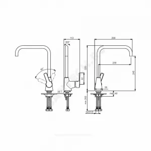 Смеситель для кухонной мойки ручка сбоку одноручный UNO Vidima BA242AA