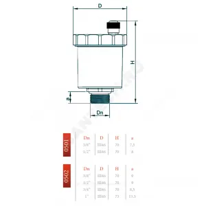 Воздухоотводчик автоматический латунь 501 Ду 15 Ру10 G1/2" НР прямой О-кольцо OR 0501.115