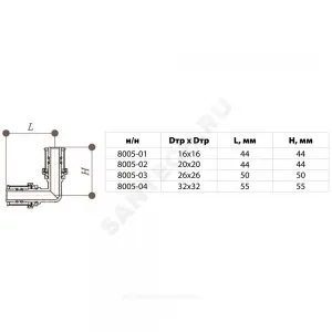 Угольник МП латунь пресс Дн 16х90гр ГОСТ 32415-2013 8005 Aquasfera 8005-01