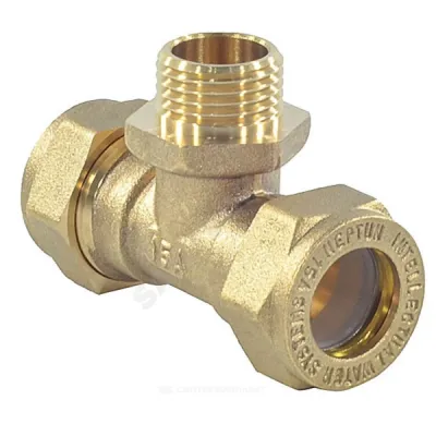 Тройник латунь Ду 15х1/2"х15 обжим/НР для нержавеющих труб STAHLMANN STML1501/215BEF