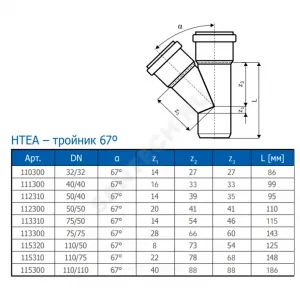 Тройник PP-H переходной серая HT HTEA Дн 110х50х67гр б/нап в/к Ostendorf 115320 Тройник PP-H переходной серая HT HTEA Дн 110х50х67гр б/нап в/к Ostendorf 115320