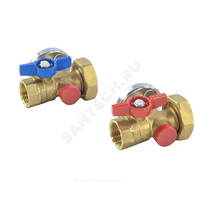 Комплект шаровых кранов латунь R287M Ду 25х40 Ру35 ВР/"американка" бабочка c термометром Giacomini R287MY005