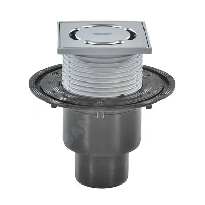 Трап регулируемый с "сухим" затвором "Primus" Дн 50/75/110 с нержавеющей решёткой 115х115мм вертикальный выпуск HL HL310NPr