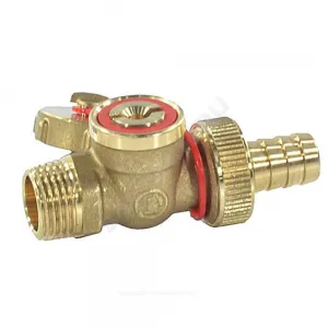 Кран шаровой латунь сливной R608 Ду 10 Ру10 НР 3/8" под отвертку без заглушки со штуцером Giacomini R608Y022