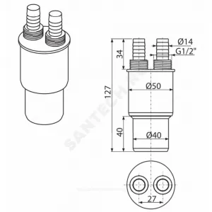 Муфта PP-H переходная белая HT Дн 50х40 б/нап резьба 1/2"НР , штуцер 14мм Alca Plast AKS6
