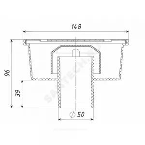 Трап нерегулируемый с гидрозатвором Дн 50 с нержавеющей решёткой 150х150мм вертикальный выпуск Татполимер ТП-102.50-150VSHs