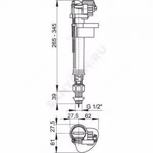 Арматура для бачка наливная 1/2" нижнее подключение Alca Plast A17-1/2"