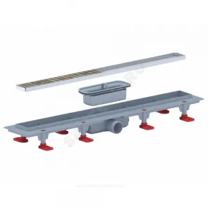 Лоток душевой с гидрозатвором Дн 40 450х62мм с рамкой-вкладышем под плитку горизонтальный выпуск "МОЛ" АНИ Пласт TL1045