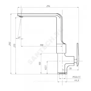 Смеситель для кухонной мойки ручка сбоку одноручный ДИЗАЙН Профсан PSM-500-3