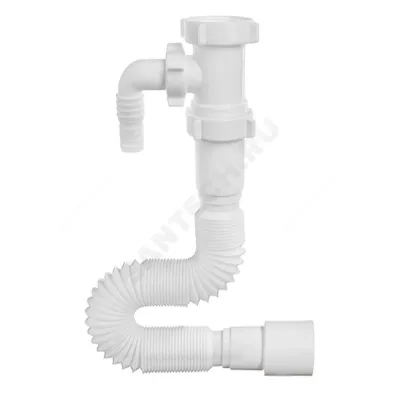 Сифон для умывальника гофрированный 1 1/2"x40/50 с отводом (штуцером) без выпуска Орио АС-101315