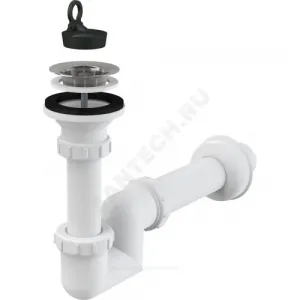 Сифон для умывальника трубный 1 1/2"x40 с прямой трубкой 40 выпуск с нержавеющей решёткой D=63мм Alca Plast A412-DN40